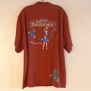 Tommy Bahama Men's Embroidered With A Twist Silk Shirt XL
